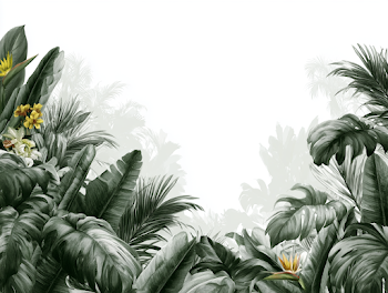Lush Tropical Botanical Frame with White Background