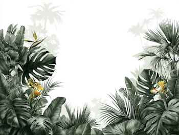 Lush Tropical Botanical Frame with White Background