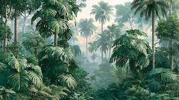 Lush Tropical Forest Landscape Illustration