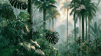 Lush Tropical Forest Landscape Wall Mural