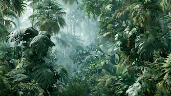 Lush Tropical Forest Wall Scene