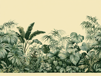 Lush Tropical Jungle Foliage Border