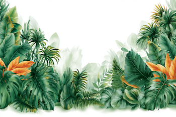 Lush Tropical Jungle Foliage Border