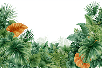 Lush Tropical Jungle Foliage Border