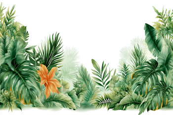 Lush Tropical Jungle Foliage Border