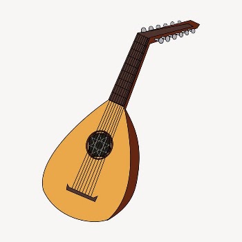 Lute, musical instrument clipart, illustration | Free Vector - rawpixel