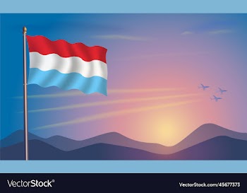 luxembourg flag in the morning sun