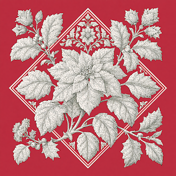 Luxurious Art Deco Christmas Floral Element