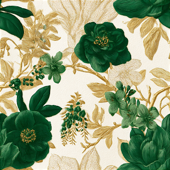 Luxurious Botanical Illustration with Gold Accents