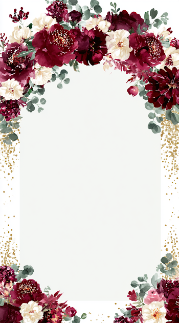 Luxurious Burgundy Floral Frame Illustration