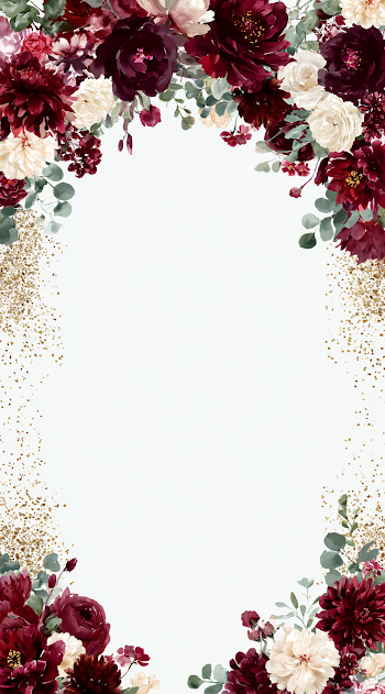 Luxurious Burgundy Floral Frame Illustration