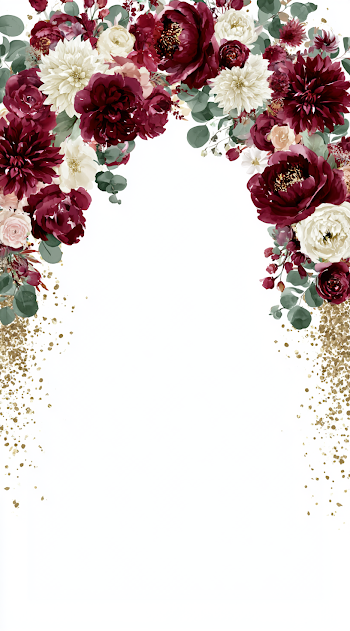 Luxurious Burgundy Floral Frame Illustration
