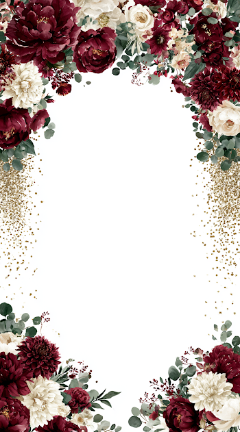 Luxurious Burgundy Floral Frame Illustration