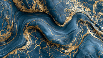 Luxurious Deep Blue Marble with Gold Veins
