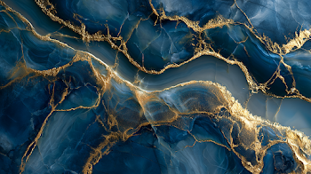 Luxurious Deep Blue Marble with Gold Veins