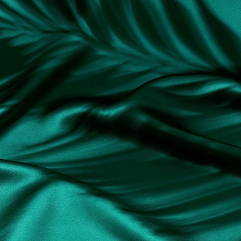 Luxurious Emerald Green Satin Silk with Palm Leaf Shadow
