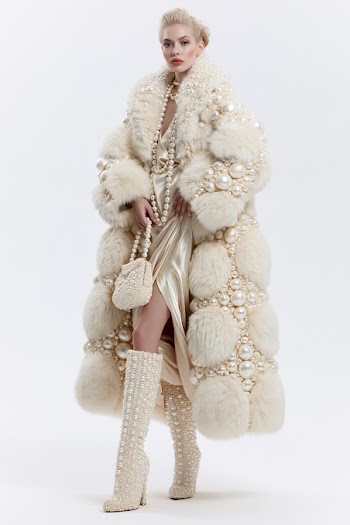 Luxurious Haute Couture Fashion Editorial with Pearl Embellishments