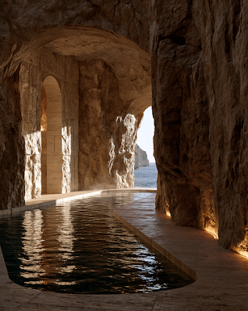 Luxurious Hydrotherapy Chamber in Coastal Cave Spa