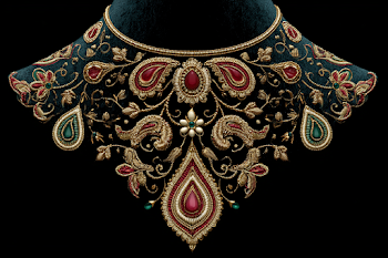 Luxurious Mughal Neckline Embroidery Design