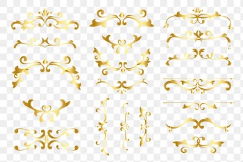 Luxurious ornaments gold png flourish frame collection