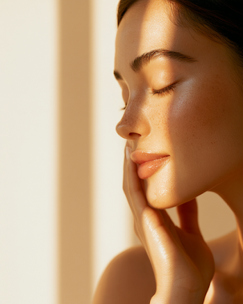 Luxurious Skincare Portrait with Sunscreen Application