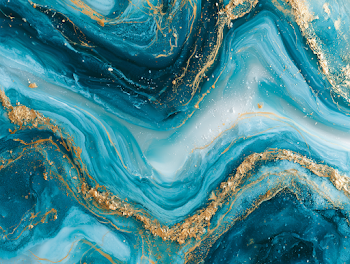 Luxurious Teal and Gold Abstract Resin Art