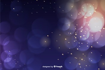 Luxury background with golden and blue particles bokeh Free Vector