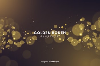 Luxury background with golden particles bokeh Free Vector