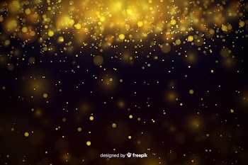 Luxury background with golden particles bokeh Free Vector