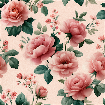 Luxury Floral Seamless Pattern with Pink Roses
