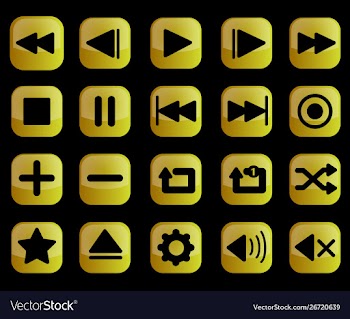 Luxury gold media player buttons interface set vector image
