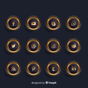 Luxury golden and black social media logo collection Free Vector