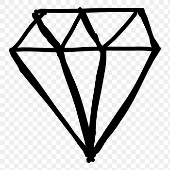 Luxury hand drawn diamond transparent png icon