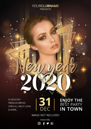 Luxury new year's party poster template Free Vector