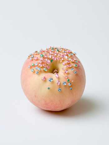 Luxury Peach Adorned with Gemstones