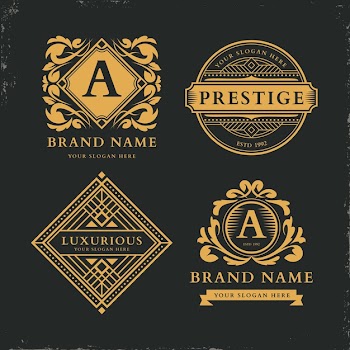 Luxury retro logo collection template Free Vector