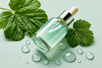 Luxury Skincare Serum with Fresh Green Accents