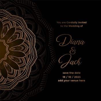 Luxury wedding invitation card template in golden mandala style art Free Vector