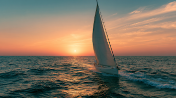 Luxury Yacht Sailing at Sunset