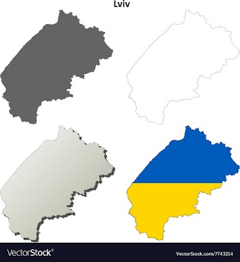 Lviv blank outline map set vector image