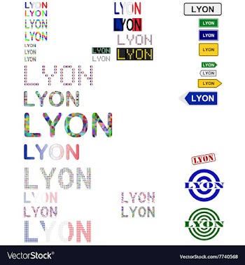 Lyon text design set vector image