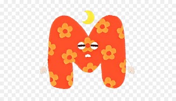 M Butterfly, Heart, Orange, Yellow PNG