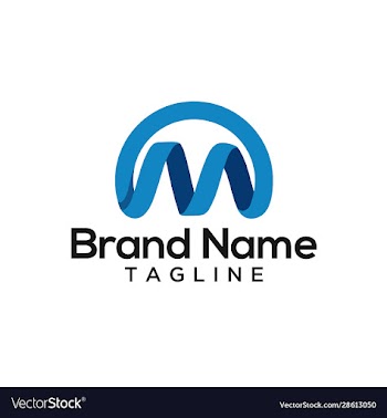 m initial for ribbon logo template