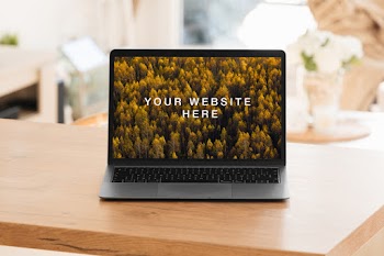 MacBook Air in Living Room Mockup your website here 