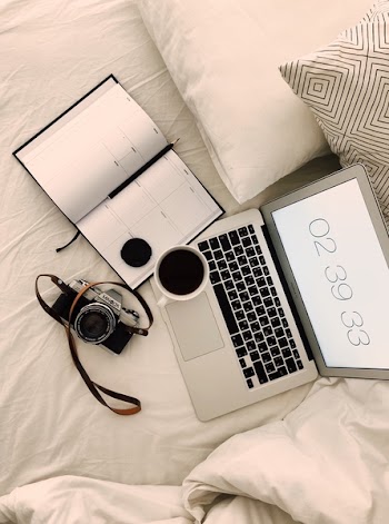 Macbook Air on White Textile