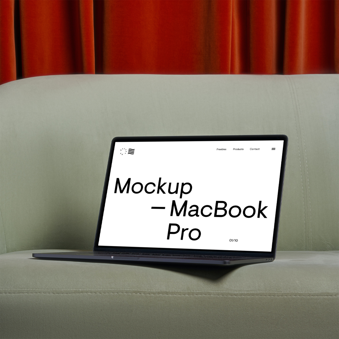 MacBook Pro Mockup on a Sofa