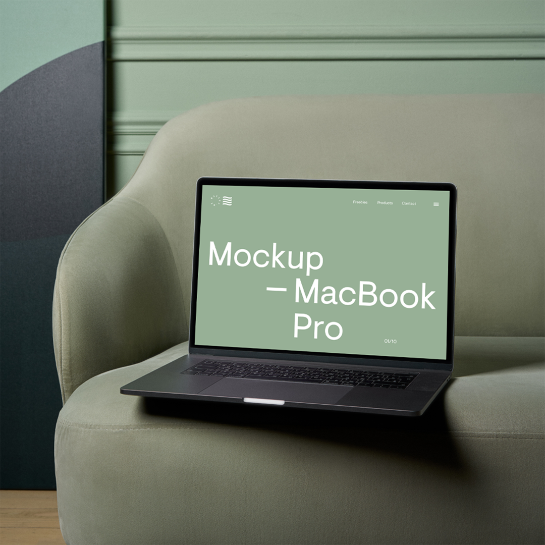 MacBook Pro on a Couch Mockup