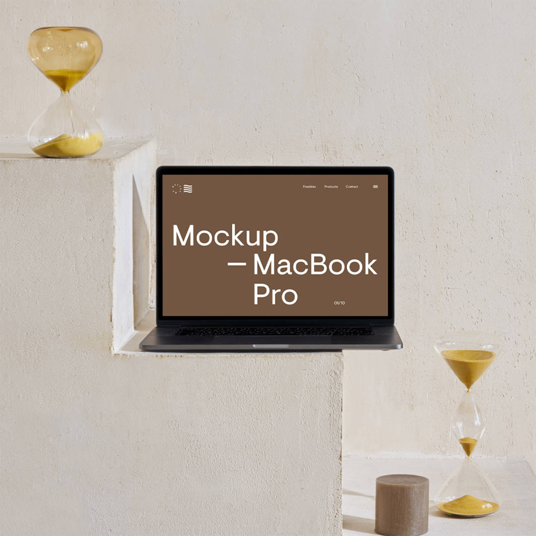 MacBook Pro on Stairs Mockup