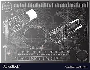 Machine-building drawings on a gray background vector image