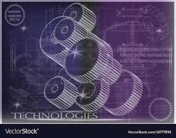 Machine-building drawings on a purple background vector image
